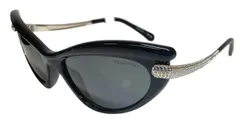 未使用 スワロフスキー サングラス キャットアイ キャッツアイシェイプ SK6038 クリスタル　ブラック　黒 ストーン SWAROVSKI 石　ラインストーン シルバー レディース 女性向け のサムネイル