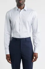 カナーリ メンズ トップス シャツ レギュラーフィット コットン Canali Regular Fit Stripe NonIron Cotton Dresshirt Light Green グリーンのサムネイル