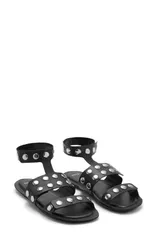 マンゴ レディース シューズ サンダル アンクル MANGO Studded Ankle Strap Sandal Black ブラックのサムネイル