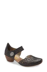 リーカー レディース シューズ ヒール Rieker Mirjam dOrsay Pump Black Leather ブラックのサムネイル