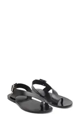 マンゴ レディース シューズ サンダル MANGO Toe Loop Flat Sandal Black ブラックのサムネイル