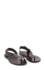 マンゴ レディース シューズ サンダル MANGO Toe Loop Flat Sandal Chocolate チョコレートのサムネイル