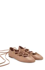 マンゴ レディース シューズ パンプス アンクル MANGO Ankle Wrap Ballet Flat Beige ベージュのサムネイル