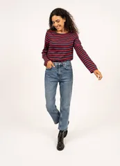 セイントジェームス レディース トップス シャツ Saint James MINQUIERS MODERN Breton Striped Shirt NavyRed ネイビーのサムネイル