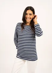 セイントジェームス レディース トップス シャツ Saint James MINQUIERS MODERN Breton Striped Shirt NavyWhite ホワイトのサムネイル