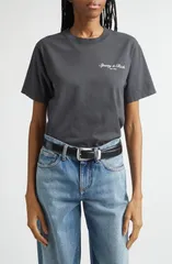 スポーティ アンド リッチ レディース トップス Tシャツ トール コットン グラフィック Sporty Rich Stallion Oversize Cotton Graphic TShirt Faのサムネイル