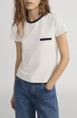 フレーム レディース トップス Tシャツ FRAME The Piqu Baby Tee Creamulti クリームのサムネイル