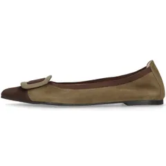 プリティ・バレリーナ レディース シューズ パンプス Pretty Ballerinas Pointed toelasticated ballet flat Khaki カーキのサムネイル