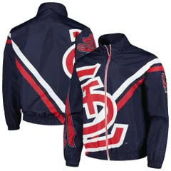 ミッチェルネス メンズ アウター ジャケット・ブルゾン ロゴ Mens Mitchell Ness Navy St Louis Cardinals Exploded Logo Warm Up Fullのサムネイル
