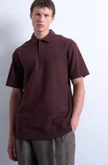 トップマン メンズ トップス ポロシャツ コットン Topman Textured Cotton Polo Brown ブラウンのサムネイル