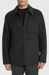 コールハーン メンズ アウター ジャケット・ブルゾン シャツ Cole Haan Felt Zip Front Shirt Jacket Charcoal チャコールのサムネイル
