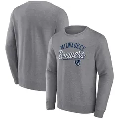 ファナティクス メンズ アウター パーカー・スウェット シャツ Mens Fanatics Heather Gray Milwaukee Brewersimplicity Pullover Sweatのサムネイル