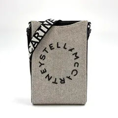 【新着】Stella McCartney ステラ ロゴ ミニ レザー、キャンバス ブラック、ベージュ ショルダーバッグ シルバーのサムネイル