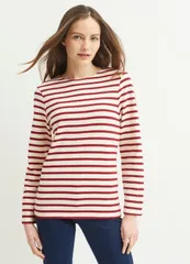 セイントジェームス レディース トップス シャツ Saint James MERIDIEN MODERNE Original Heavyweight Breton Shirt EcruMaroon エのサムネイル