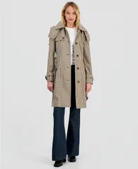 ロンドンフォグ レディース アウター コート London Fog WomensingleBreasted Belted Hooded Trench Coat CHECK チェックのサムネイル
