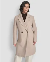 ダナ キャラン ニューヨーク レディース アウター コート DKNY Womens DoubleBreasted Notch Collar Coat Beige Melange ベージュのサムネイル