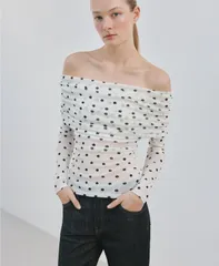 マンゴ レディース トップス シャツ ドット ストラップレス MANGO Womens PolkaDot Straplesshirt White ホワイトのサムネイル