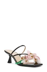 ベッツィジョンソン レディース シューズ ヒール サンダル Betsey Johnson Wells Beaded Flower Sandal Black ブラックのサムネイル