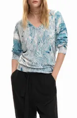 デジグアル レディース アウター パーカー・スウェット プリント セーター Desigual Abstract Print Sweater Blue ブルーのサムネイル