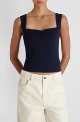 フレンチコネクション レディース トップス シャツ ジャージー French Connection Maisie Sweetheart Neck Jersey Tank Marineのサムネイル
