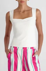フレンチコネクション レディース トップス シャツ ジャージー French Connection Maisie Sweetheart Neck Jersey Tank Summer White ホワのサムネイル