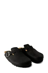 マンゴ レディース シューズ サンダル レザー MANGO Leather Clog Charcoal チャコールのサムネイル
