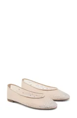 マンゴ レディース シューズ パンプス メッシュ MANGO Rhinestone Mesh Ballet Flat Beige ベージュのサムネイル