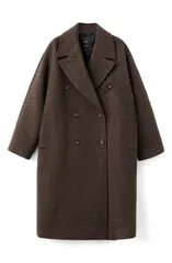 マンゴ レディース アウター ジャケット・ブルゾン ウール コート MANGO Micro Houndstooth Wool Blendouble Breasted Coat Brown ブラウンのサムネイル