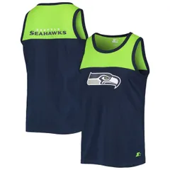 スターター メンズ トップス シャツ ダウン Menstarter College NavyNeon Green Seattle Seahawks Team Touchdown Fashion Tanのサムネイル