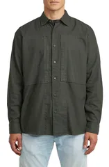 ジースター メンズ トップス シャツ コットン GSTAR Paneled Cotton Blend ButtonUp Shirt Asfalt Gdのサムネイル