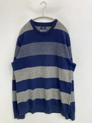 American Rag Cie アメリカンラグシー ニット/セーター LARGE グレー コットン ボーダー柄 ミドル丈 長袖 クルーネック(丸首) メンズのサムネイル