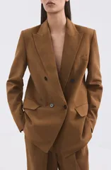 マンゴ レディース アウター ジャケット・ブルゾン ブレザー MANGO Double Breasted Blazer Caramelのサムネイル