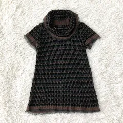 Bois de Boulogne 佐藤繊維 半袖ニット キッドモヘヤ使用 サマーニット タートルネック ボーダー柄 ブラックブラウン 1サイズのサムネイル