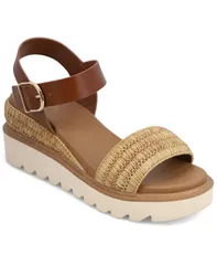 ミア レディース シューズ サンダル プラットフォーム MIA Womens Odalys Raffia Platform Wedge Sandals CognacLight Naturalのサムネイル