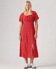 リーバイス レディース トップス ワンピース ミディ Levis Premium Womens Amara Column FlutterSleeve Midi Dress Angela Daisy Uのサムネイル
