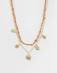 マンゴ レディース アクセサリー ネックレス・チョーカー・ペンダントトップ レース Mango laye red necklace in orange and GOLD ゴールドのサムネイル