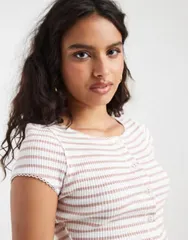 フリーピープル レディース アウター カーディガン Free People most wanted cardigan in mauve stripes MAUVEIVORY STRIPES アイボリーのサムネイル