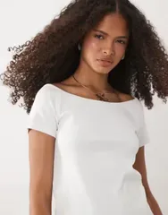 マンゴ レディース トップス Tシャツ コットン Mango Teen cotton rich scoop neck tshirt WHITE ホワイトのサムネイル
