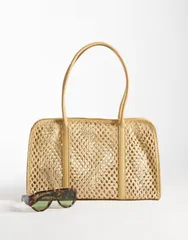 マンゴ レディース バッグ Mangopen weave shoulder bag BEIGE ベージュのサムネイル