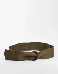 エイソス レディース アクセサリー ベルト スエード ASOS DESIGN faux suede twist cove red buckle Khaki カーキのサムネイル