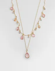アクセサライズ レディース アクセサリー ネックレス・チョーカー・ペンダントトップ レース Accessorize layeredelicate gem necklace in light PINKのサムネイル