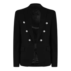 バルマン メンズ アウター ジャケット・ブルゾン コットン ブレザー Balmain Mens Buttonotch Collar Cotton Long Sleeve Blazer Noir 0PAのサムネイル