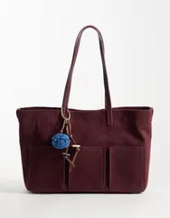 エイソス レディース バッグ スエード ASOS DESIGN faux suede pocketote bag Burgundy バーガンディのサムネイル