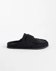 エイソス レディース シューズ スリッポン・ローファー スエード ASOS DESIGN Miller chunky loafer mulesuedette Black suedette ブラックのサムネイル
