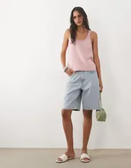 エイソス レディース トップス タンクトップ コットン ニット ASOS DESIGN knit cotton blend Uscoop cami topink ピンクのサムネイル