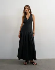 トップショップ レディース トップス ワンピース マキシ Topshopoplin structuredropped waist maxi dress Black ブラックのサムネイル