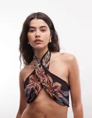 リバーアイランド レディース トップス シャツ フラワー柄 パイル フラワー ホルター River Island x Terry De Havilland beaded floral halterneのサムネイル