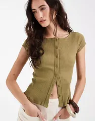 フリーピープル レディース アウター カーディガン ボタンダウン Free People most wanted ributton down cardigan top GREEN グリーンのサムネイル