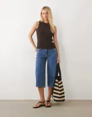 エイソス レディース トップス タンクトップ ニット ASOS DESIGN knit slub racer back tank in chocolate チョコレートのサムネイル