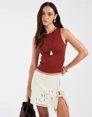 エイソス レディース トップス シャツ ASOS DESIGN twist detail scoop neck cami Burgundy バーガンディのサムネイル